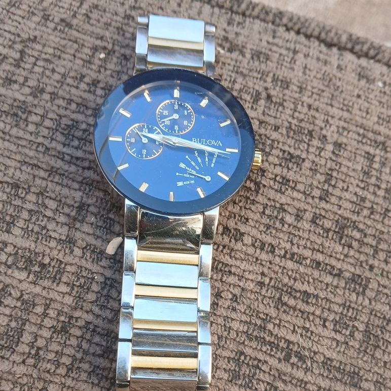 Bulova Watch with Blue Dial Silver Band