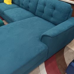 *Weekend Special*---Biscayne Charming Blue Fabric Sectional Sofa W/Ottoman---Delivery And Easy Financing Available 👏