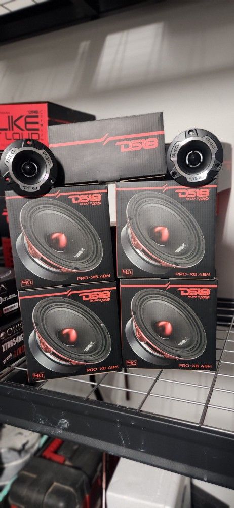 New!! DS18 (4) 6 1/2 Mid Range Speakers & (2) Bullet Tweeters. All For Only $190!!