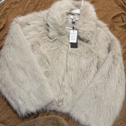 Womens Faux Fur Cropped Jacket with Tags