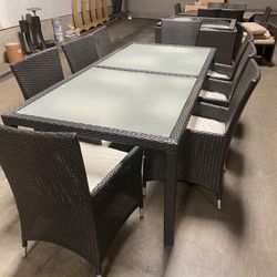 Patio Furniture Large Dinning Table Set With 8 Seating 
