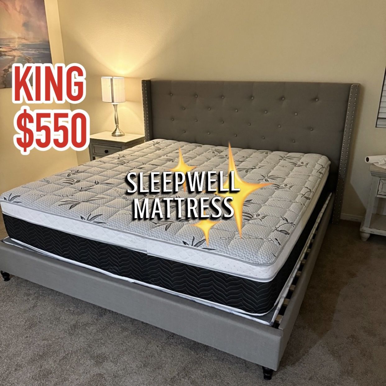 King Bed Frame With Mattress 