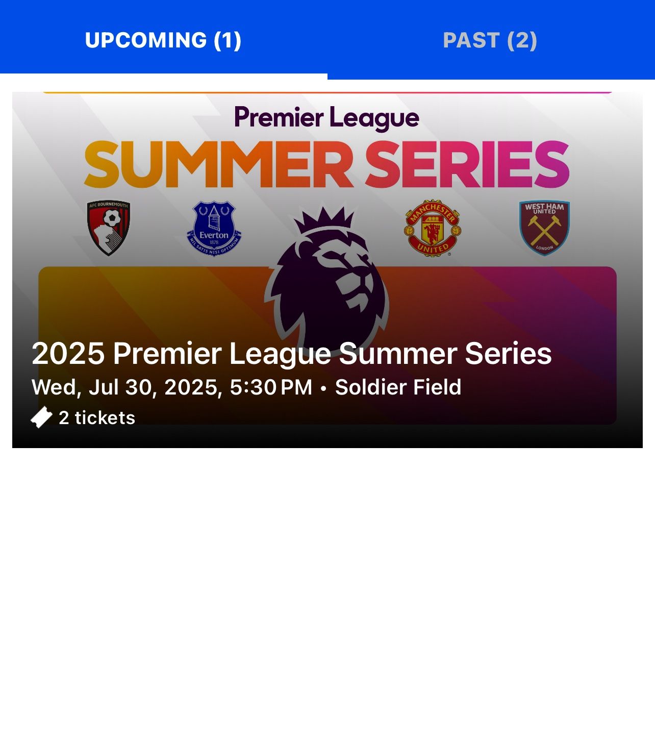TICKETS Premier league Summer Series Manchester United Vs Bournemouth