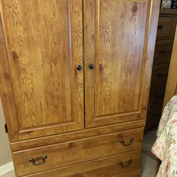 Armor for tv has two long drawers for storage