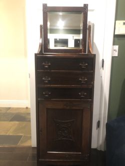 Antique Shaving Mirror With Cabinet