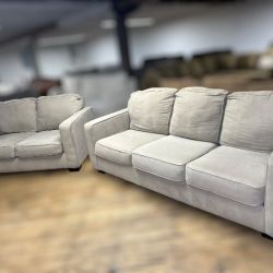 Free Delivery- Ashley beige loveseat +couch/sofa