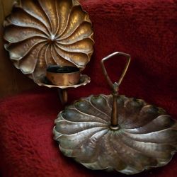 Copper Tray and Candle Holder