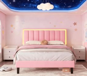 Pink TWIN Bed Frame with Headboard