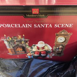 new in box membersmark porcelain santa scene