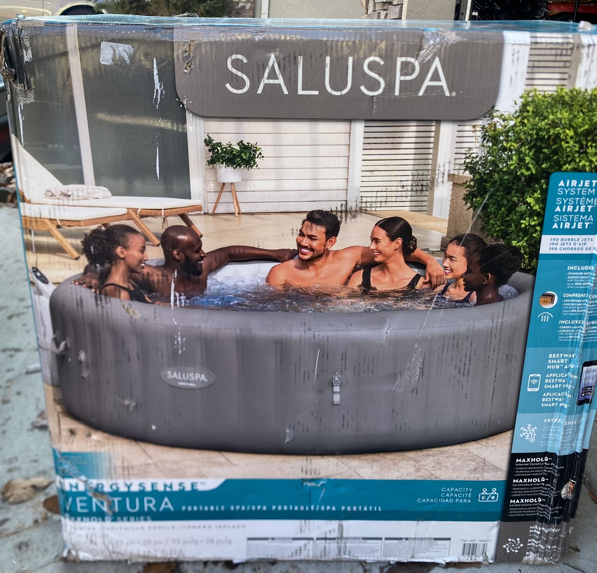 New in box SaluSpa Ventura EnergySense Smart Air Jet 6-8 Person Inflatable Hot Tub Spa