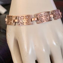 Vintage Southwestern Solid Copper Knifewing Kachina Link Bracelet 7. Inches Excellent Used Condition  Payment To Pick Up Only Cash