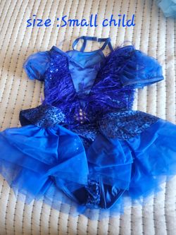 Royal Blue Jazz Tap Dance Costume with Feathers & Sequins - Size SC (Child Small)