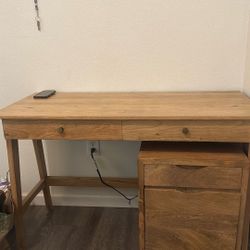 Wooden Desk And Bedside Drawer 