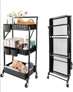 3 tier foldable rolling cart