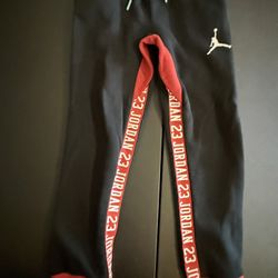 Jordan Kids Black Joggers with Red and White Details