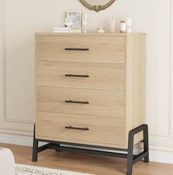 4 Dresser for Bedroom, 38.6 in Wide Drawer with Large Storage Space, Freestanding Wooden Closet Storage Dresser Chest for Living Room, Bedroom, Entryw