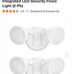 Globe Electric 100-Watt Equivalent 1200-Lumen Outdoor Exterior White Switch Activated 2-Head Integrated LED Security Flood Light (2-Pk