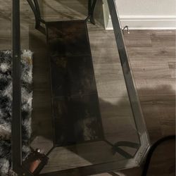 Glass and metal coffee table