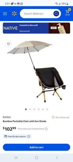 Bumboo Packable Chair with Sun Shade $60