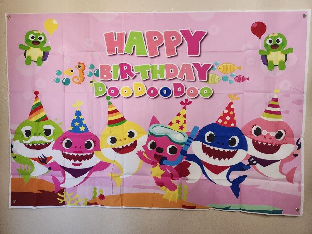 Baby Shark Birthday Backdrop $12