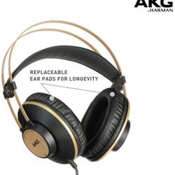 AKG Pro Audio K92 Over-Ear, Closed-Back, Studio Headphones, Matte Black and Gold
