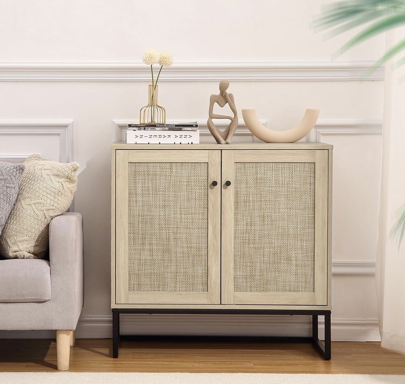 Sideboard Buffet Cabinet Rattan Storage Cabinet