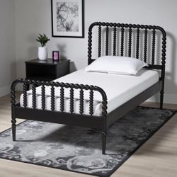 New Black Solid Wood Full Size Platform Bed 