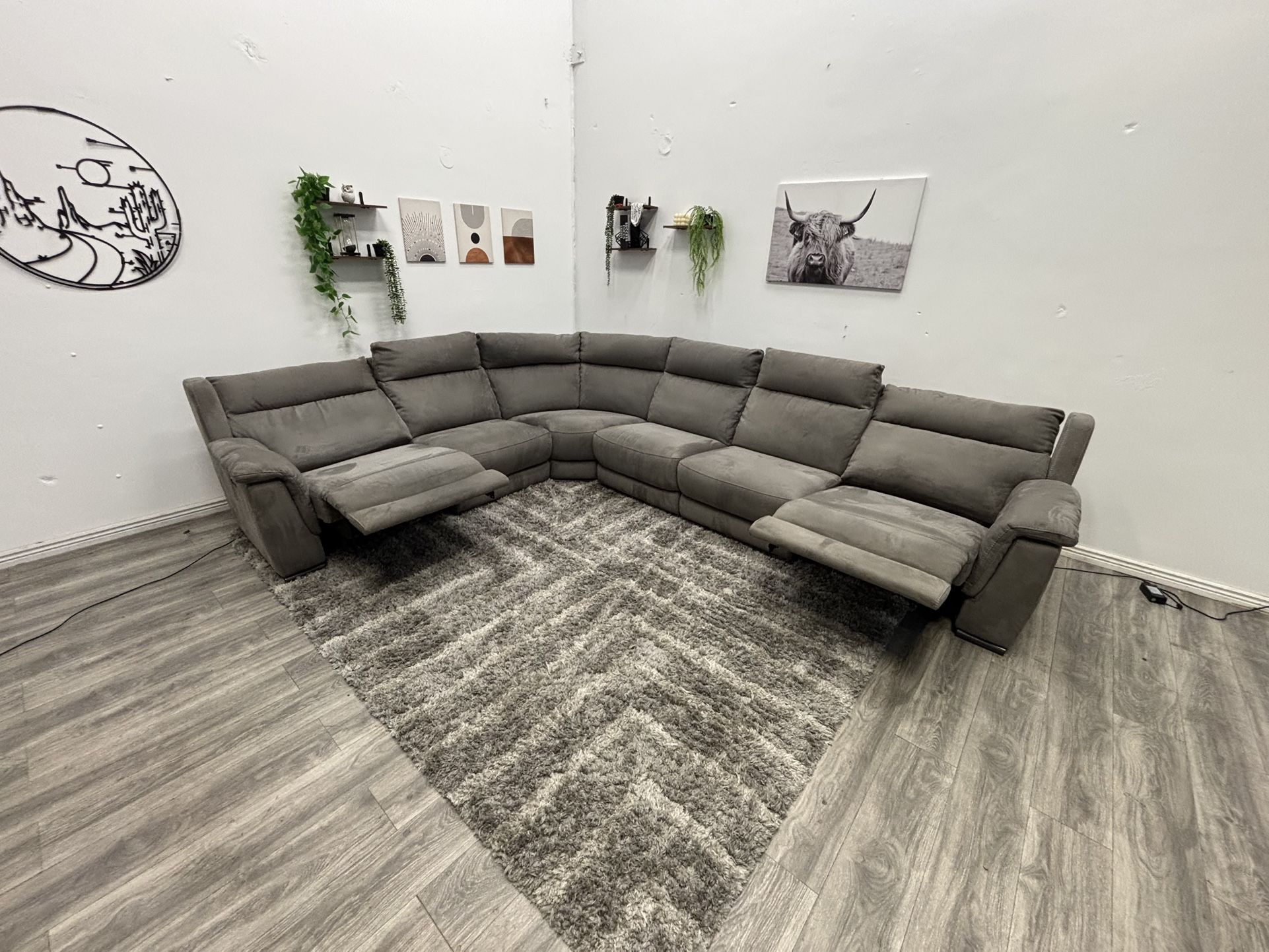 Grey Recliner Sectional Couch - Free Delivery