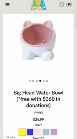 Vivipet Big Head Water Bowl Pink - NEW