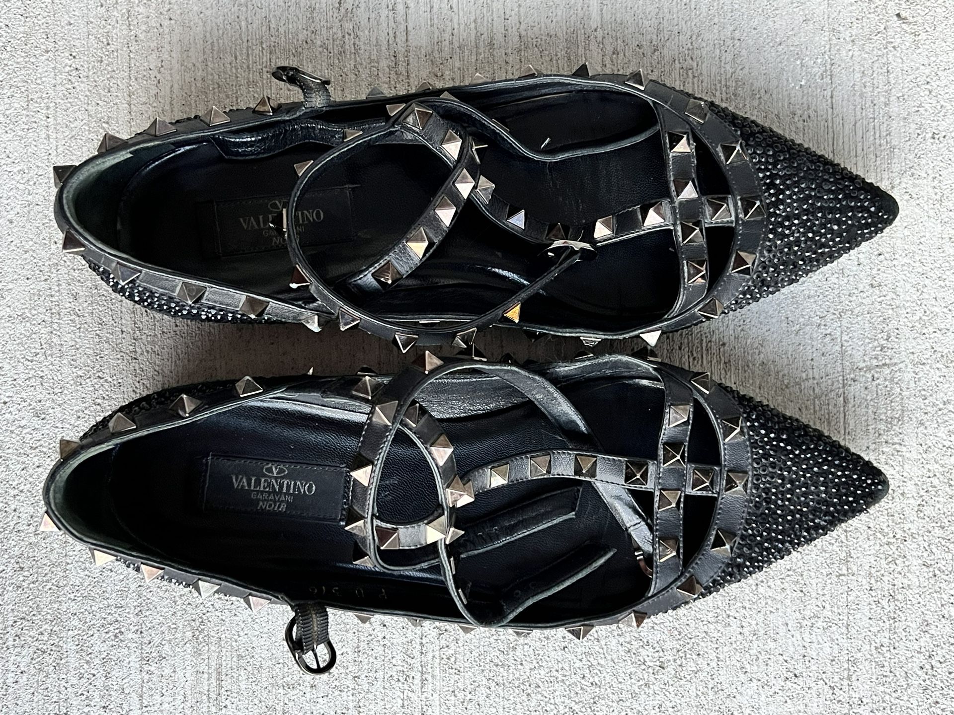 Patent Leather Valentino Rockstud Caged Leather Ballerina Flat