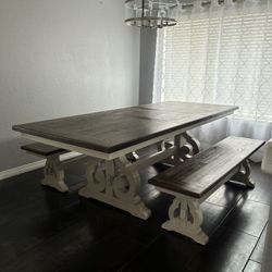 Dining Table And 2 Benches 