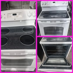White glass top stove
