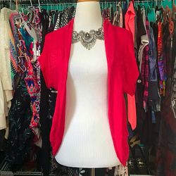 Cute Bright red/orange light cardigan size L