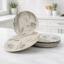 Harmony House Caribbean Dinner Plates (6) Dawn Gray Spice K Brown 55 Japan