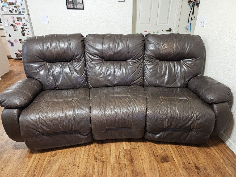 Couch Leather Brown Motivated SELLER