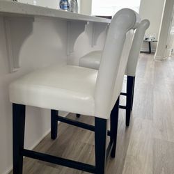 Set of 2 White Vermont Faux Leather Counter Height Barstool