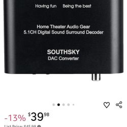 SOUTHSKY 5.1/2.1 Audio Rush Digital Sound Decoder Converter,Optical SPDIF, Coaxial to 5.1CH 2.1CH Analog Audio (6RCA Output) for Old AV Receiver