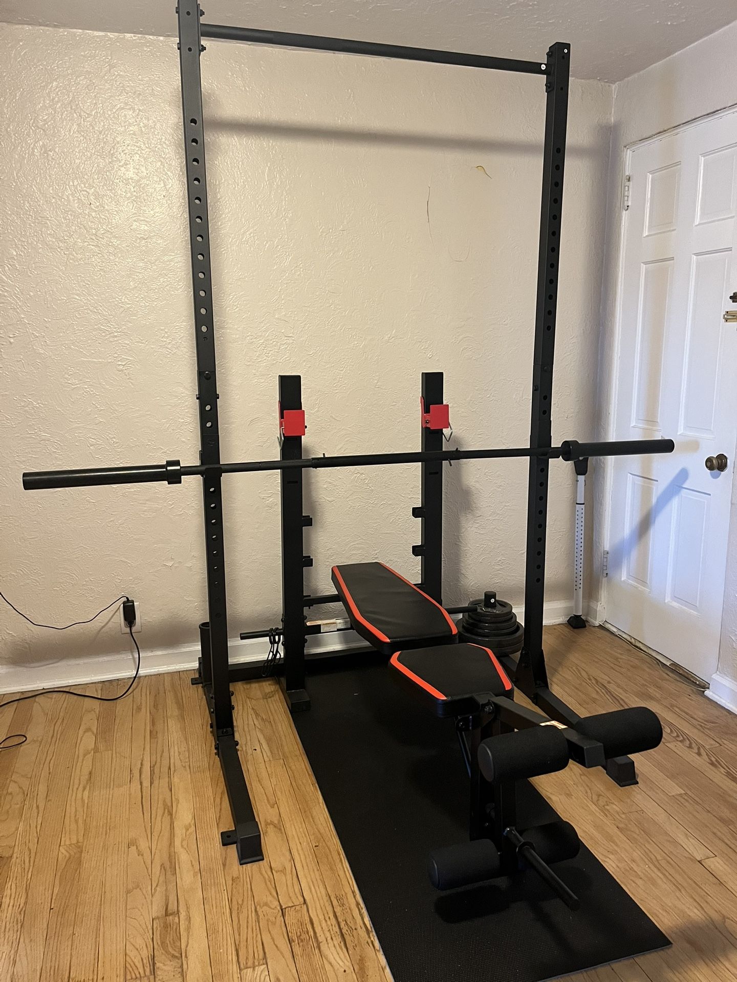 Pull up bar / Squat Rack with Optional Bar/Bench & Weights