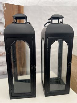 Large Black Metal Candle Holder Lantern