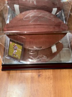Calvin Johnson Detroit lions autographed Nike football with  case & rookie card