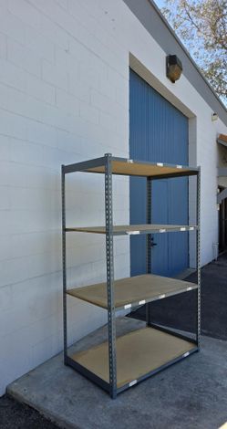 Warehouse Quality  48 in W x 24 in D Used Steel Boltless 4 Tier Level Supply Office Storage Rack Delivery Available