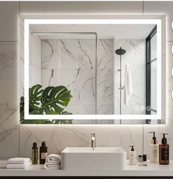 28x36 LED Bathroom Mirror Anti Fog Backlit Wall Mounted Vanity Light Whit