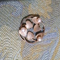 Vintage  Brooch W/ Real Pearls 