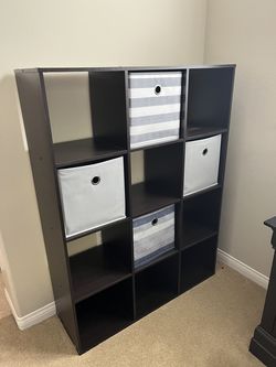 Black 12 shelf cubbies with 4 bins