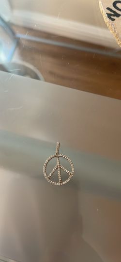 Diamond And Sterling Silver Peace Sign Necklace Pendant