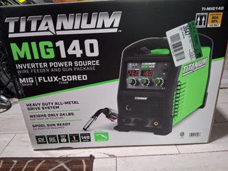Titanium Mig 140 inverter power source wire feeding and gun package