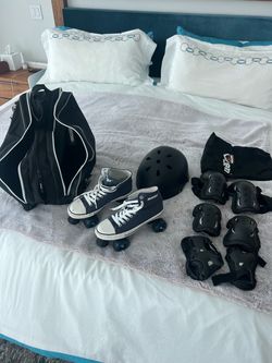 Complete Roller Skate Set – Roces Size US W8 / EU39 + Helmet + Pads + Bag – Like New