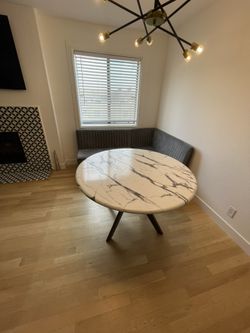 Round Faux Marble Dining Table