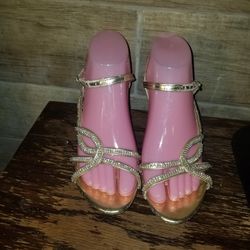 Gold With Rhinestone Heels