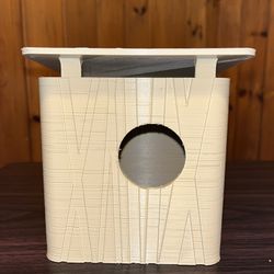 ALL NEW 3D Printed Beige Square Bird House with mounting holes and removable Lid